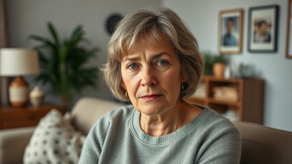 Retirees Should Prioritize Privacy - woman serious in cozy living room.