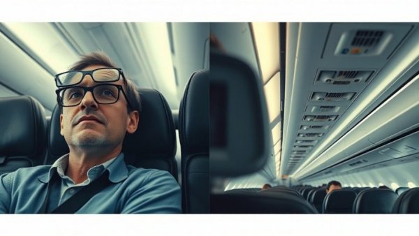 Humorous split image of airplane interior and flight etiquette.