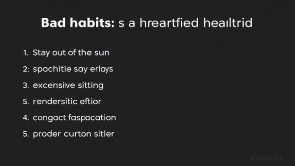 Text list of bad habits that can destroy your heart