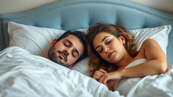 Serene couple asleep in a cozy bedroom, highlighting REM sleep benefits for brain health.