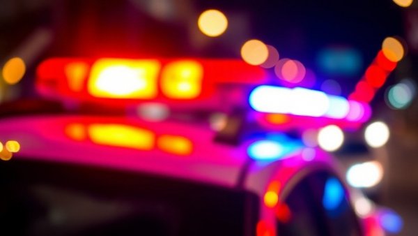 Blurred police lights at night, referencing Taco Bell drive-thru incident.
