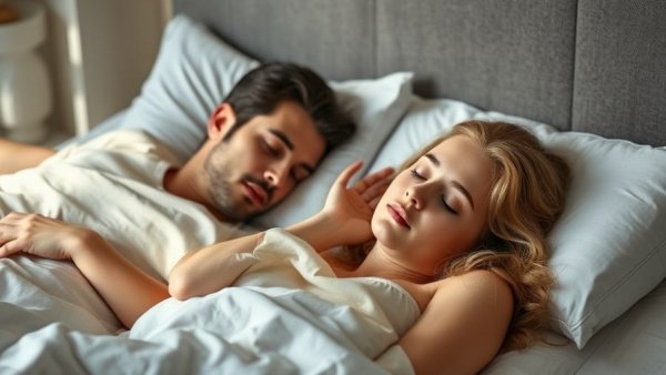 Couple sleeping peacefully, illustrating REM sleep health benefits.