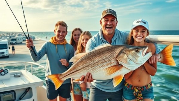 Giant Drum Fishing Louisiana, family showcasing impressive catch.