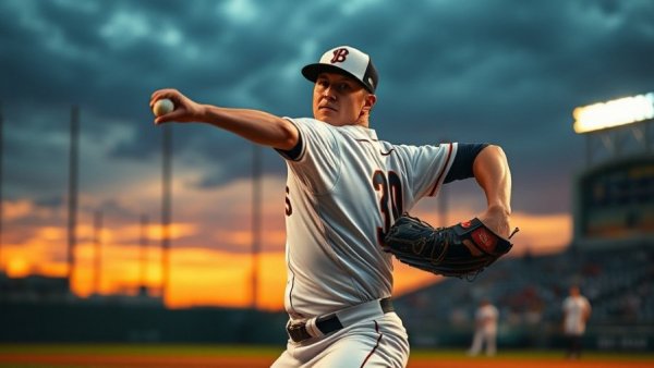 Louisiana Baseball Fall Scrimmage pitcher in action at sunset.