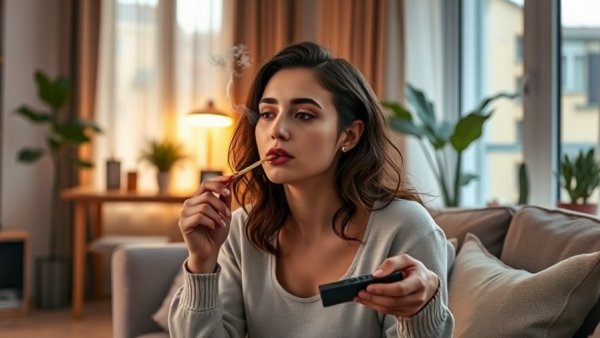 Young woman smoking cannabis, depicting rising cannabis use among parents.