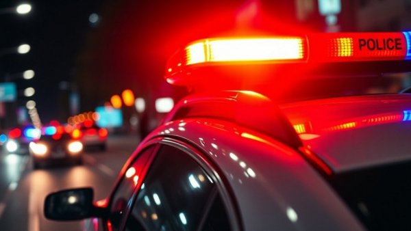 Police car with flashing lights at night in Ponchatoula, related to Kratom dangers discussion.