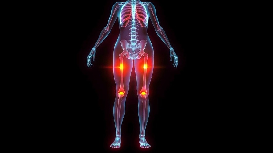 X-ray of a woman's body highlighting inflammation areas, showcasing black seed oil for natural relief.