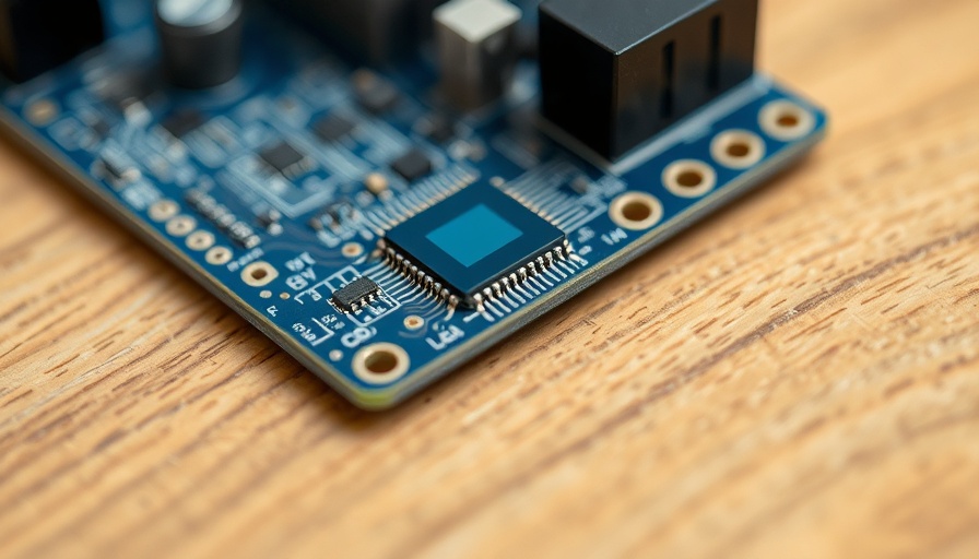 Close-up of a microchip on a circuit board for human detection in home automation.