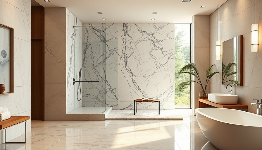 Luxurious modern bathroom with marble, featuring best new kitchen and bath products.