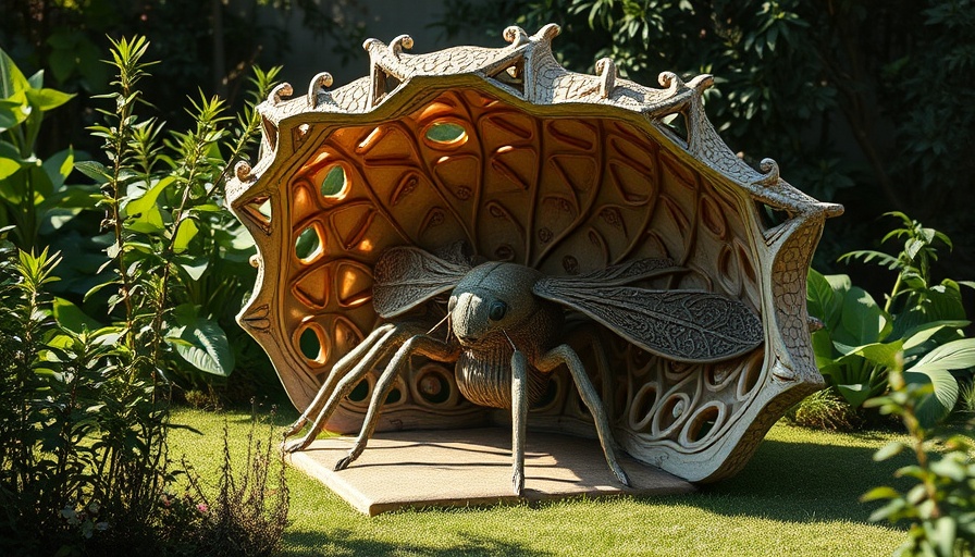 3D Printed Bug Hotels: intricate insect habitat in garden.