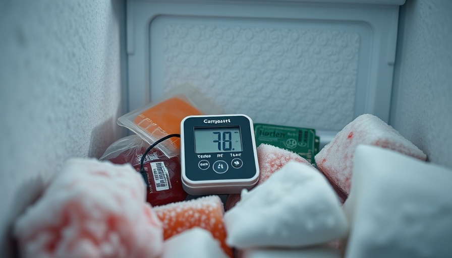 DIY temperature monitor inside a freezer capturing temperature readings, implementing practical DIY solutions.