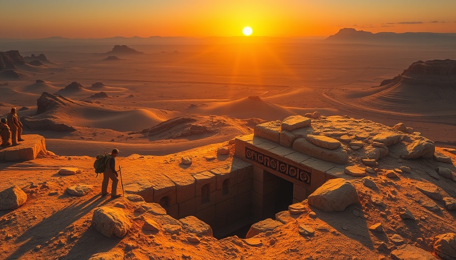 Archaeologists at King Midas tomb site during sunset
