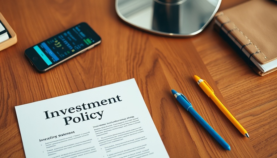 Investment Policy Statement on desk with phone and pens for planning.