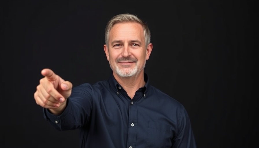 Confident man in navy shirt discussing retirement guardrails strategy.