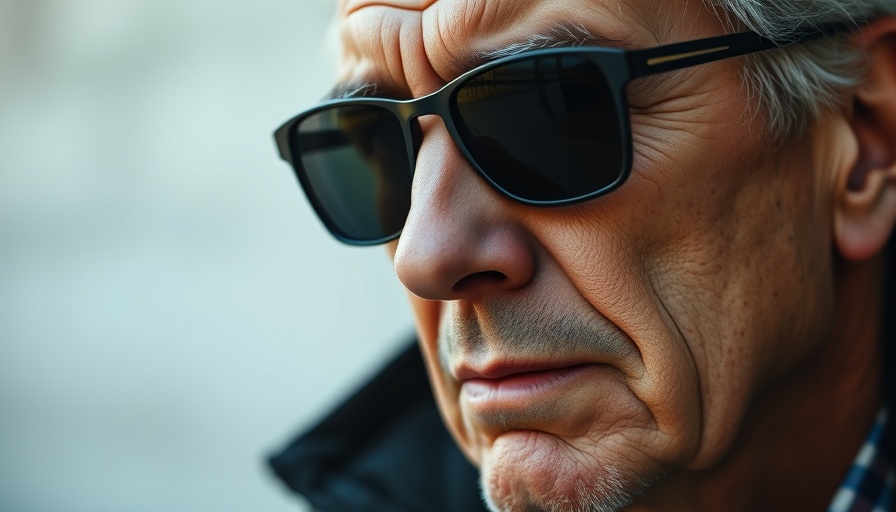 Focused man wearing sunglasses, serious expression.