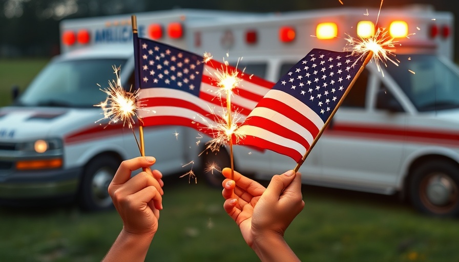 4th of July sparklers with an ambulance in the background.
