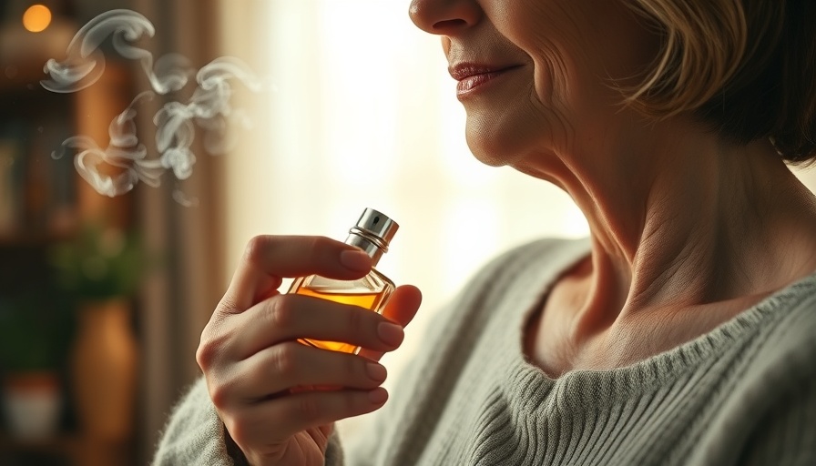 Woman applying perfume to neck, avoiding old people smell.