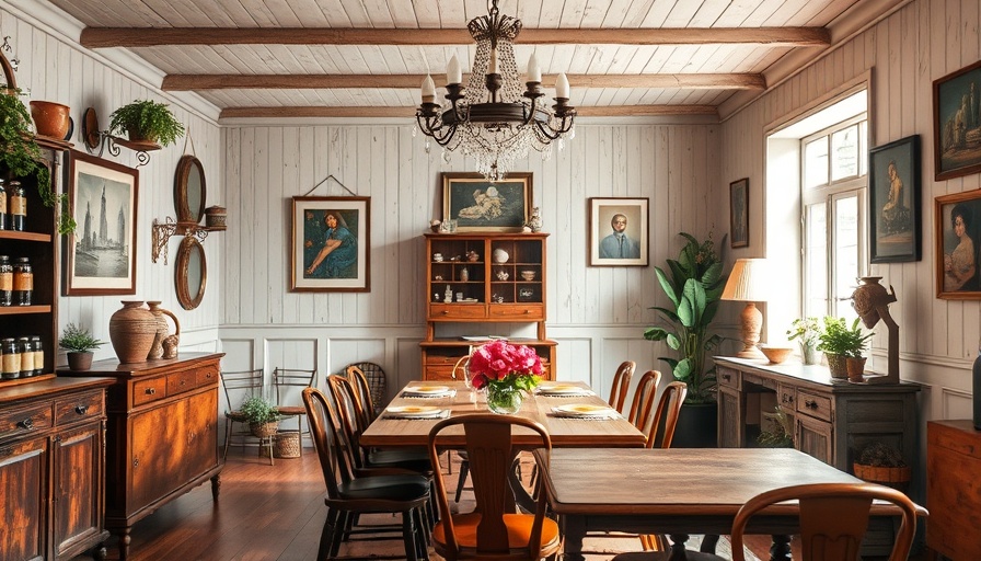Cozy dining space with sustainable home decor, vintage charm.
