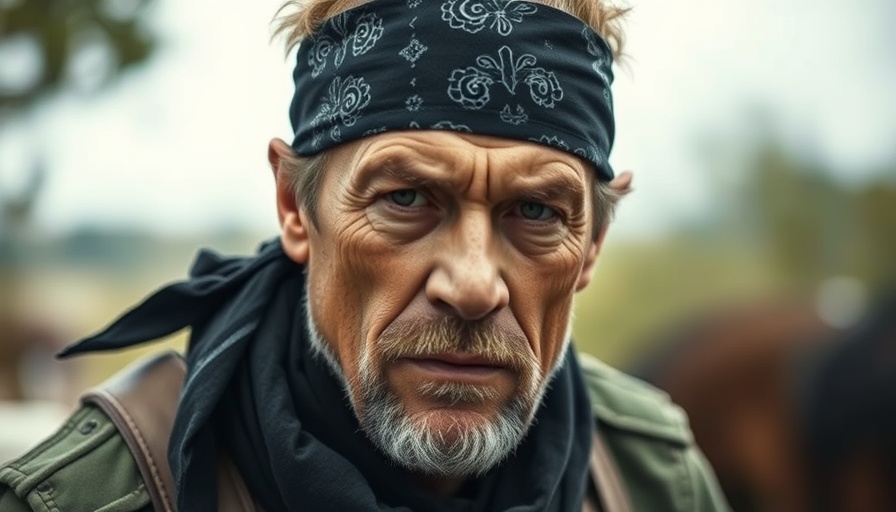 Hulk Hogan's Death: Man with mustache and bandana looking serious outdoors.