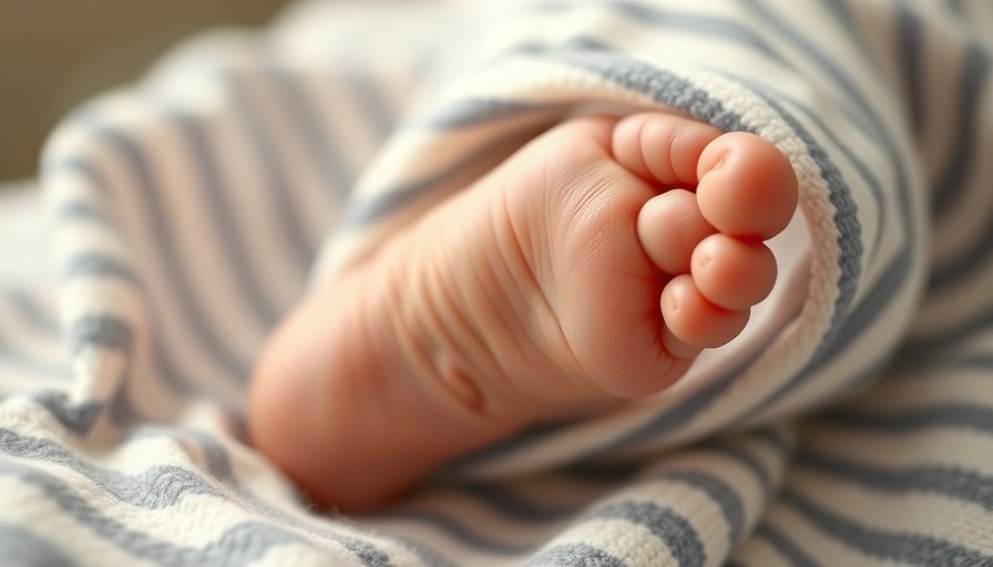Newborn foot wrapped in blanket symbolizes US fertility rate decline.