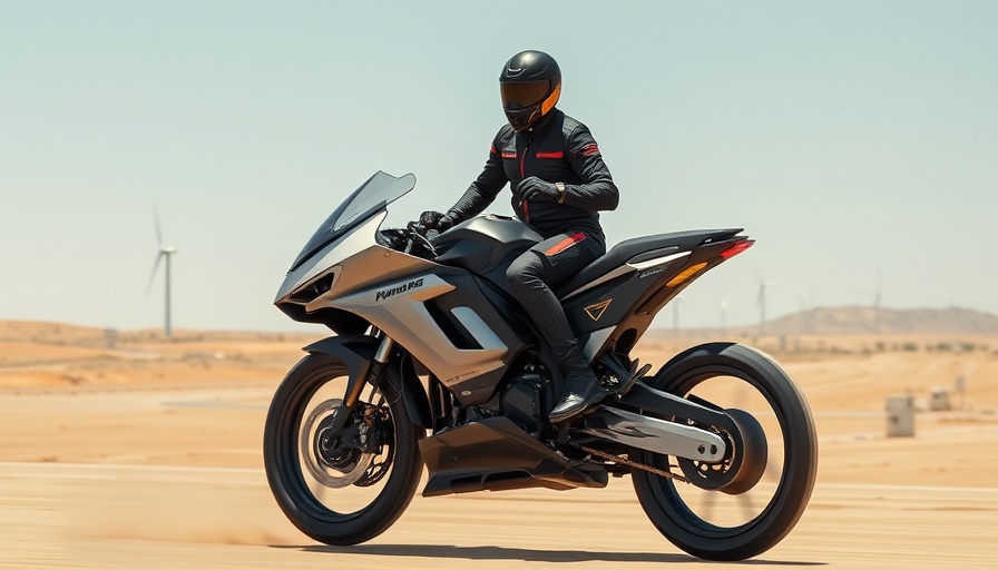 Volonaut Airbike technology: futuristic airbike hovering in desert.