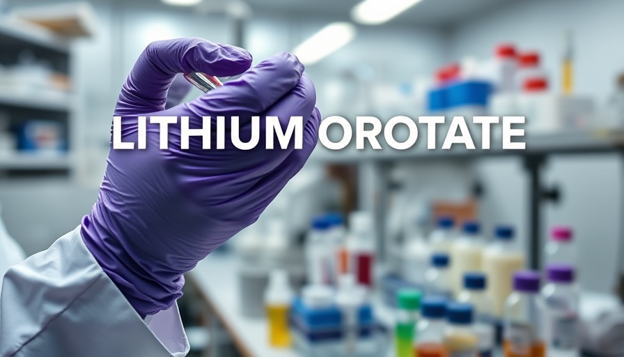 Lab technician handles test tubes labeled 'Lithium Orotate'.