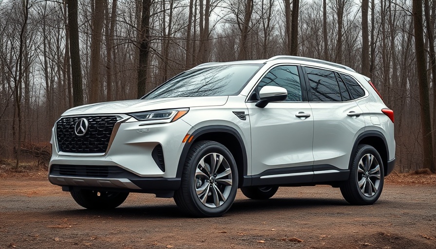 White SUV in forest, showcasing robust design, software-defined vehicles.