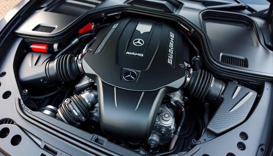 Detailed view of a powerful AMG engine for automotive news.
