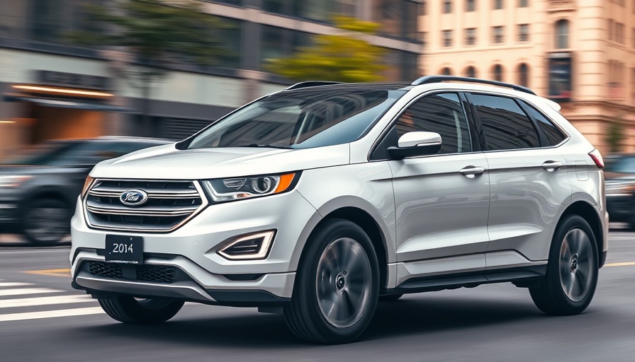 Sleek Ford SUV driving through city, representing Ford Escape production discontinuation.