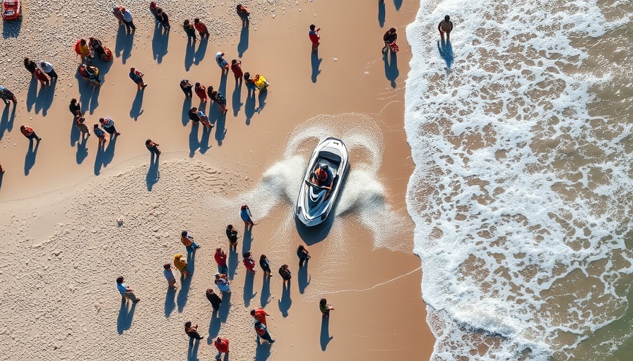Jet Ski Rescue at Seaside Heights Beach with gathered crowd.