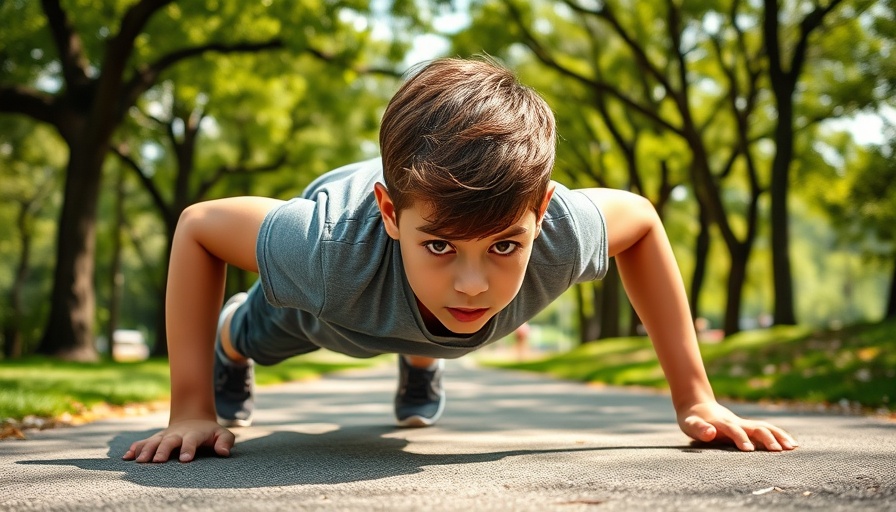 Push-ups as discipline for disrespectful behavior: boy doing push-ups outdoors.