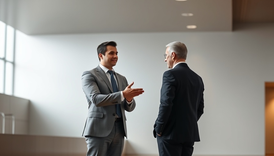 Two men in formal attire during a public event discussing political issues.