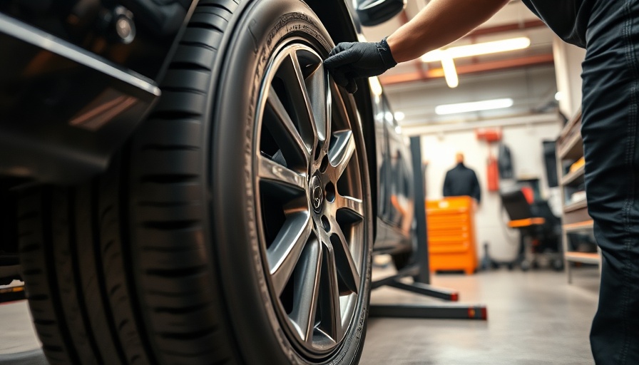 Close-up of car tire rotation in a garage, highlighting importance.