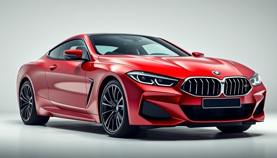 Radiant red BMW M850i Edition M Heritage against a minimal background.