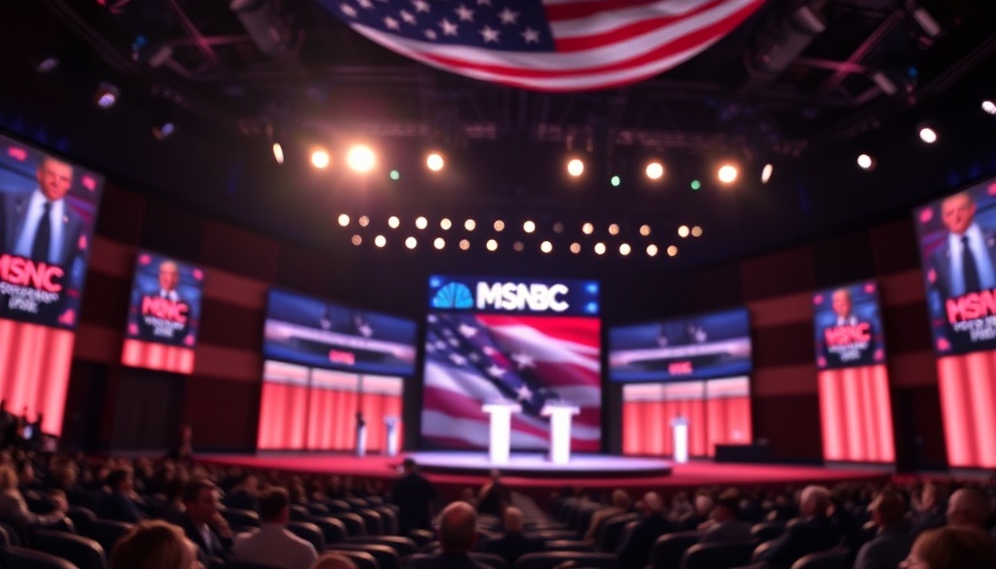 MSNBC name change vibrant debate stage with logo illuminated.