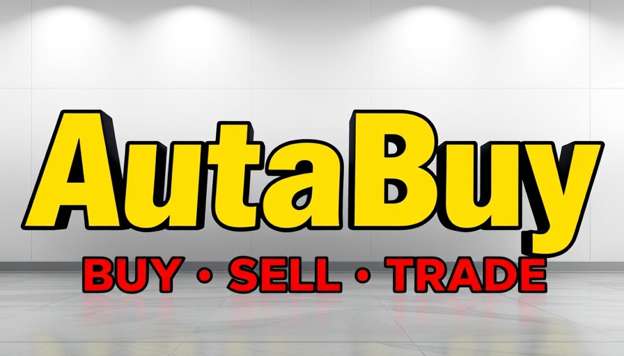 Dynamic used car sale banner with bold typography and vibrant colors.