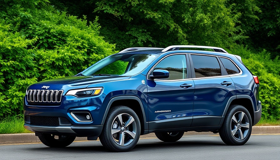 2026 Jeep Cherokee Hybrid parked in lush greenery.