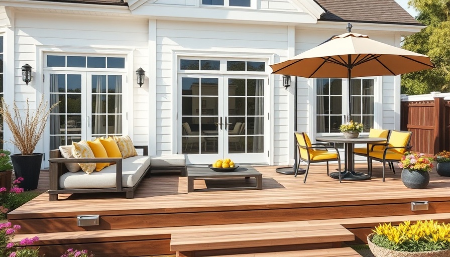 Elegant two-level deck designs featuring seating and dining areas.