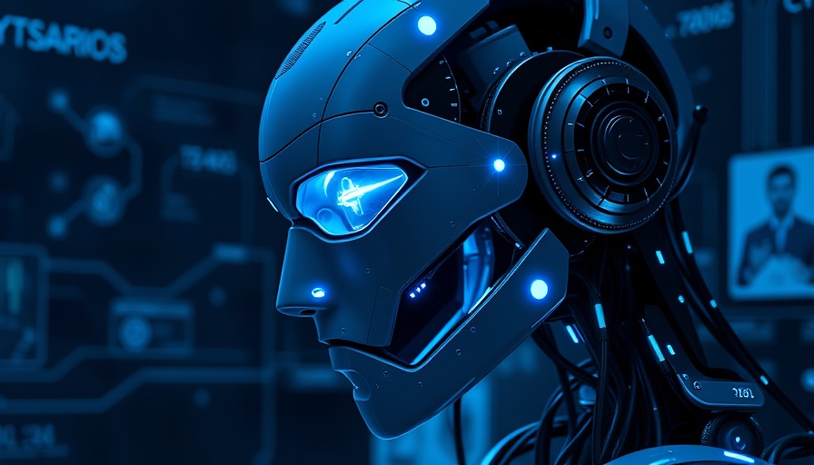 AI robot analyzing car data in futuristic automotive industry.