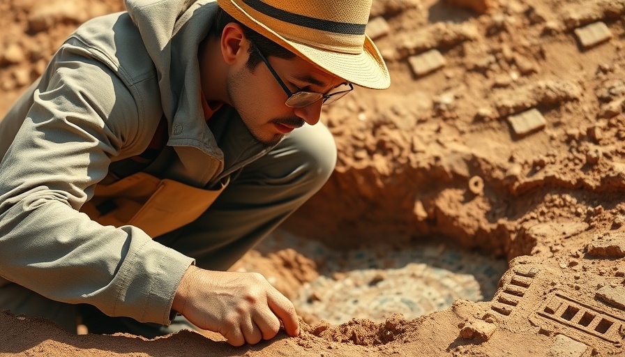 Archaeologist excavates ancient biblical mosaic at sunny dig site