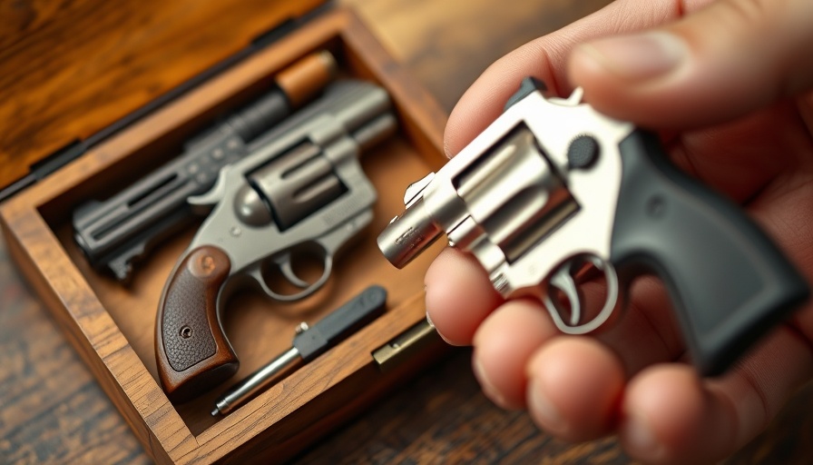 Mini gadgets for home defense, detailed miniature firearms in close-up.