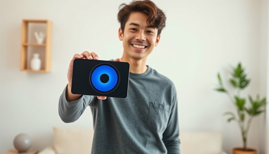 Muro Box gadget held by young person for eco-friendly audiophiles.