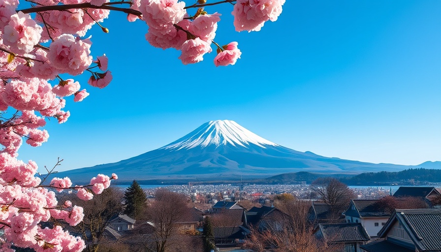 Forza Horizon 6 Japan with Mount Fuji and cherry blossoms.