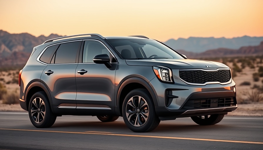 2027 Kia Telluride debut in the desert at sunset.