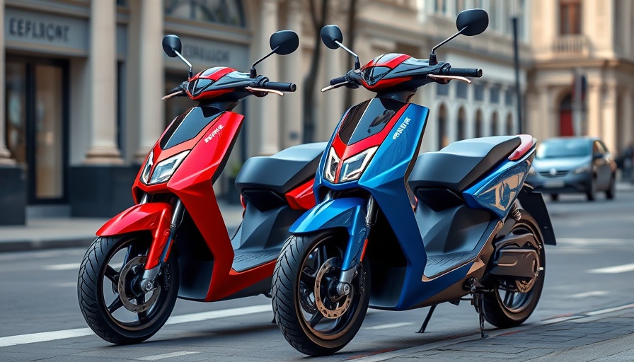 Futuristic Bo Turbo electric scooters, sleek design on urban street.