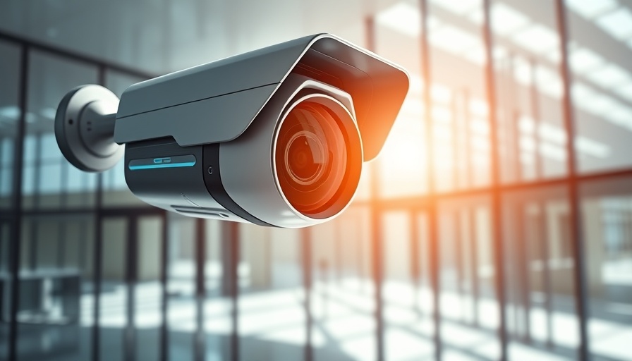 Advanced home security gadget mounted outside a modern building.