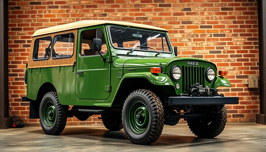 Vintage green off-road vehicle for buy used cars ad.