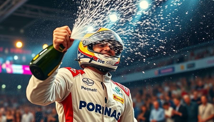 Red Bull improvements F1 driver celebrating win with champagne spray.