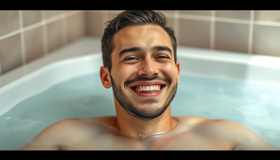 Formula 1 relaxation: man enjoying ice bath recovery.