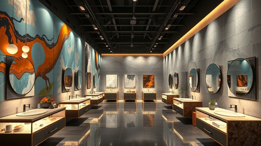 KBIS Innovation Hour modern art exhibit with abstract decor and lighting.